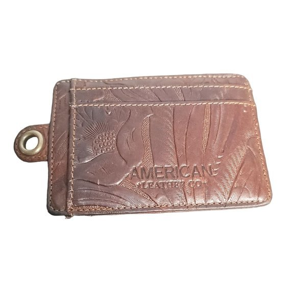 American Leather‎ Co Brown Leather Card holder with Wallet with ID Spot - Picture 1 of 3